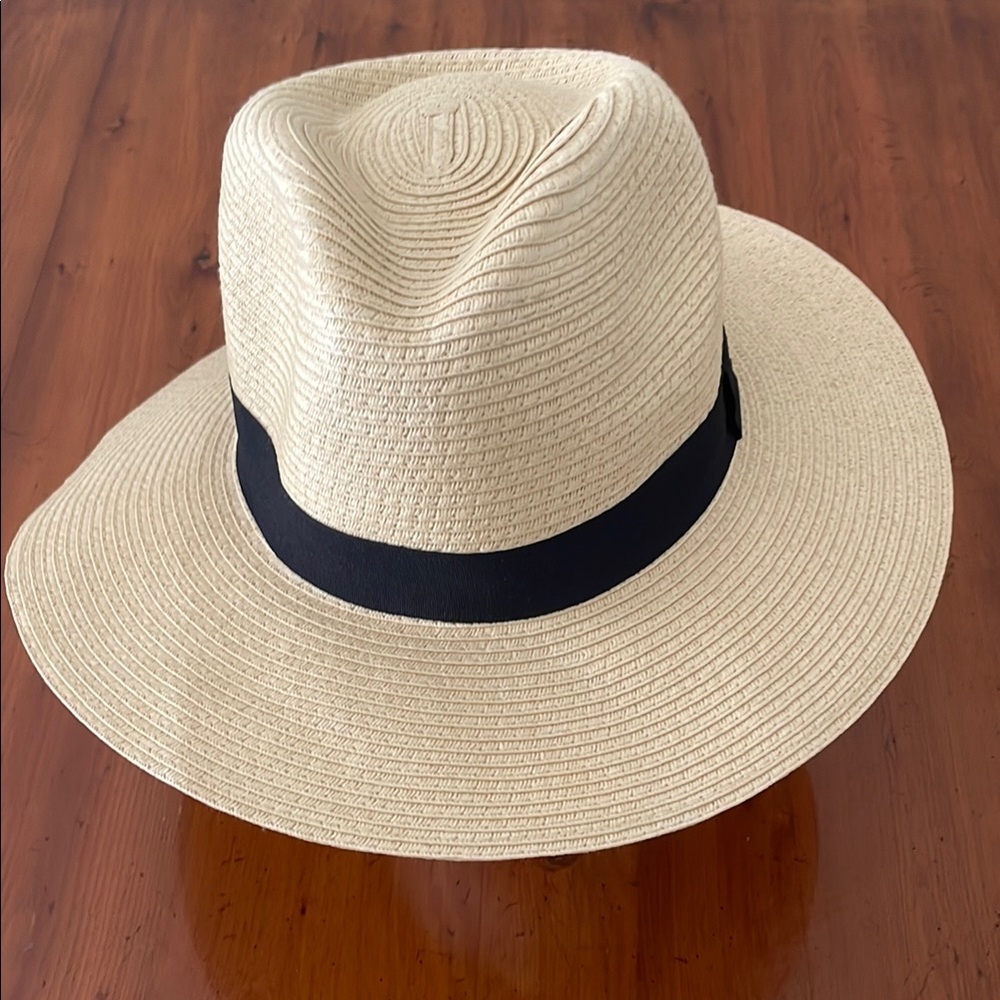 Cream and Black Panama Hat with Elegant Band